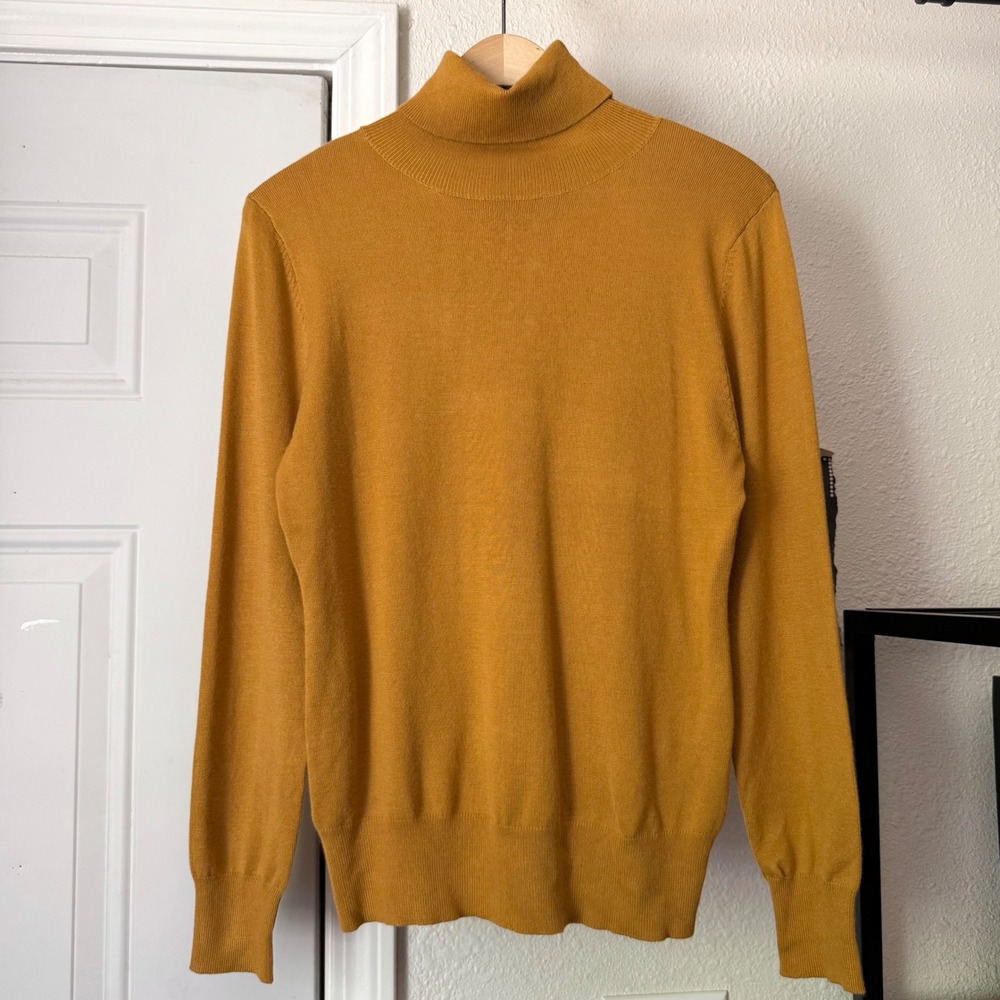 STONED IMMACULATE mustard yellow turtleneck cotton long sleeve pullover sweater